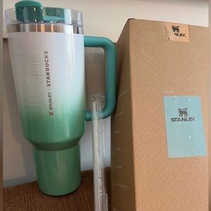 Stanley Starbucks Green Ombre Travel Mug with Handle 40 Oz